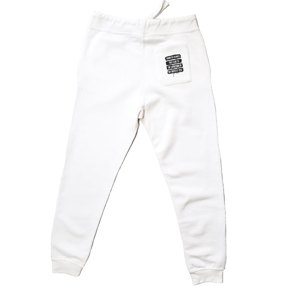 Flowatious Boxed Logo White Fleece Sweatpants
