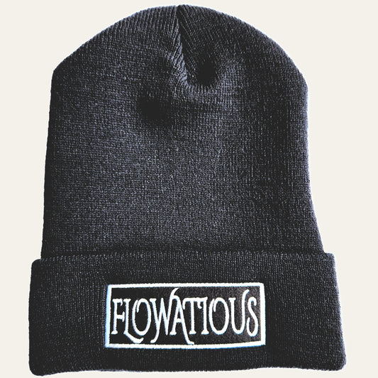 Flowatious Platinum Black Box Cuffed Beanie