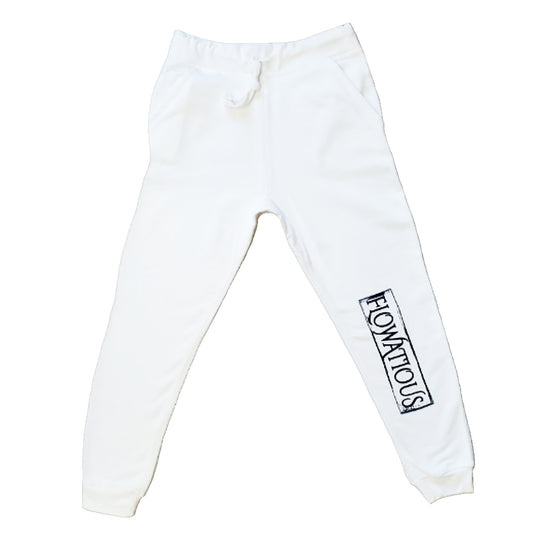 Flowatious Boxed Logo White Fleece Sweatpants