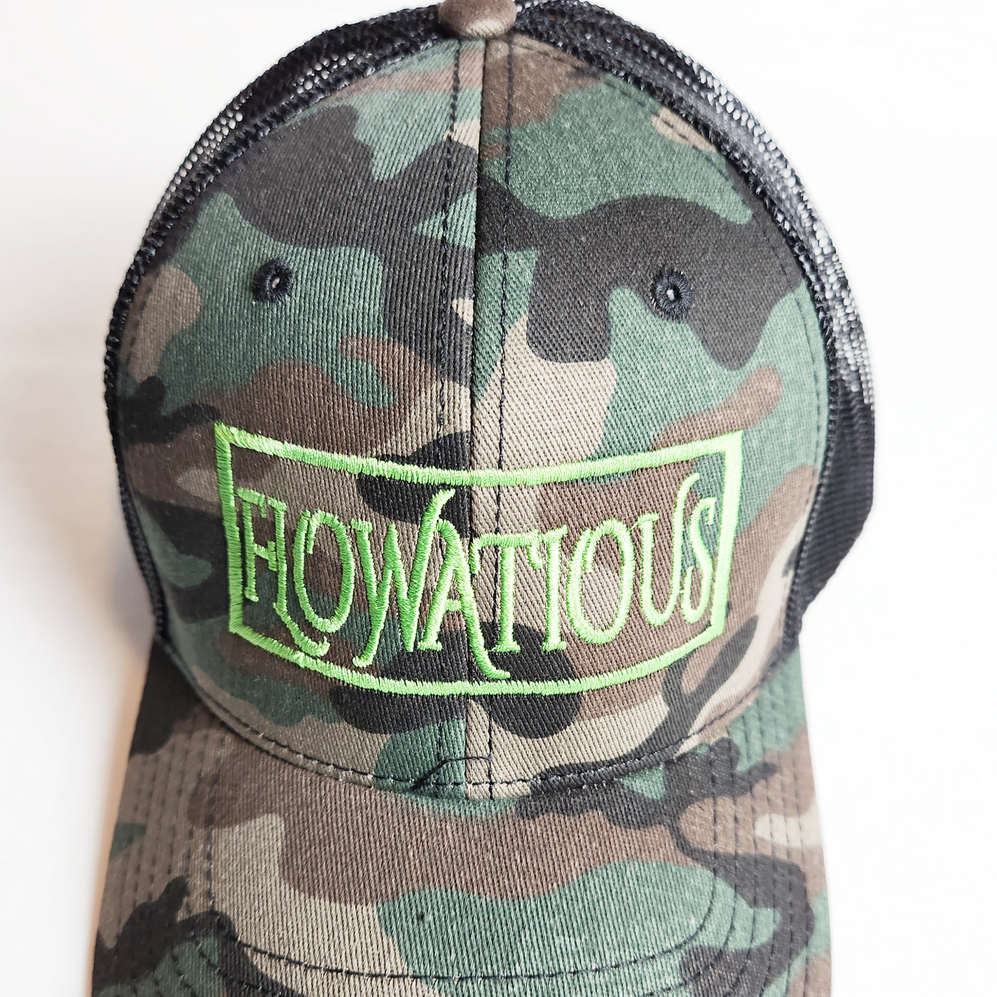 Flowatious Kiwi Green Camo Trucker Hat